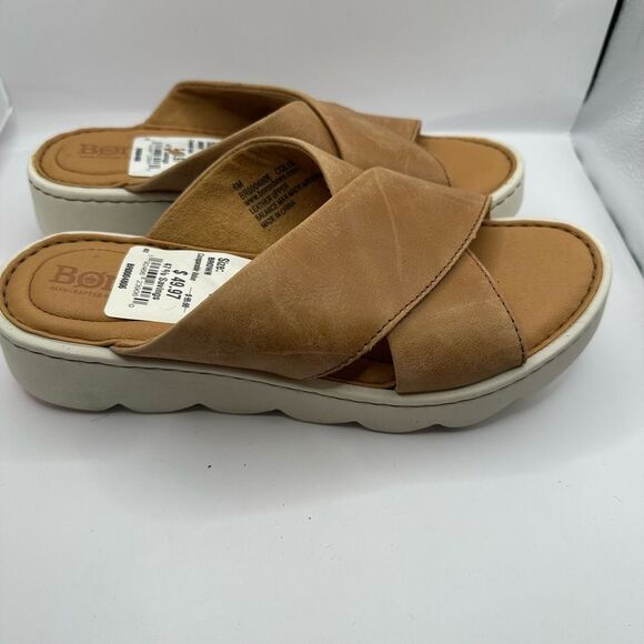Born Women's Tan Leather Slide Sandals NWT - Picture 3 of 10